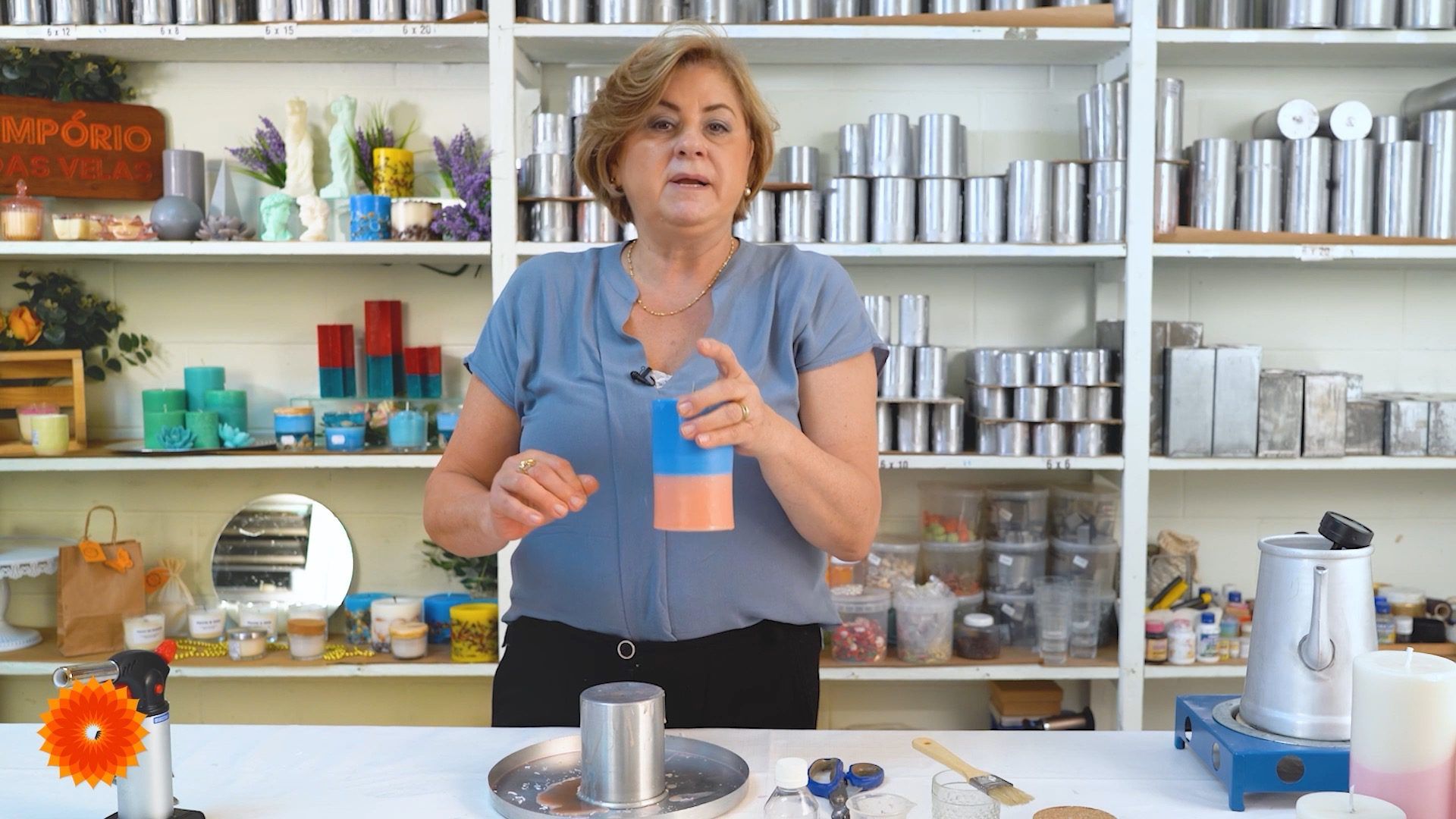 Vela bi-color com cera natural